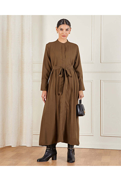 REDTAG فستان ماكسي بني مطوي للنساء