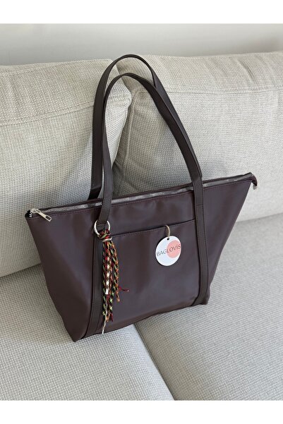BAGLOVİS Charm Askili Large Brown Women's Shoulder Bag En45 Boy30