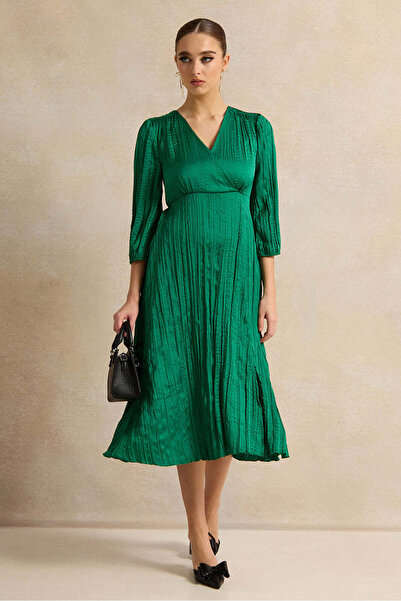 REDTAG Women Green Textured Dess