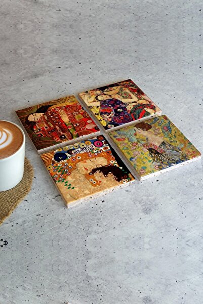 LİNOVERA Gustav Klimpt 4-Piece Stone Coasters