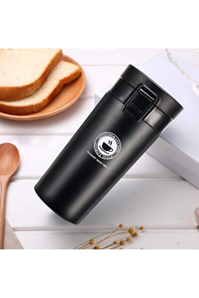 desselan Vacuum cup 350 ml Travel Coffee Mug Black Thermal Cup Wide Mouth Tumbler with Leak Proof Lid