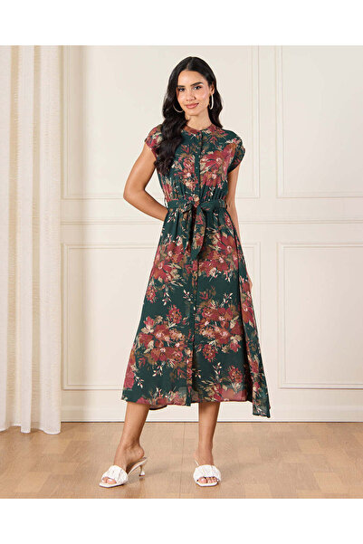 REDTAG Women Green Printed Maxi Dress