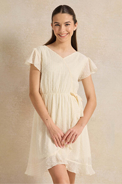 REDTAG Senior Girls White Chiffon Dress