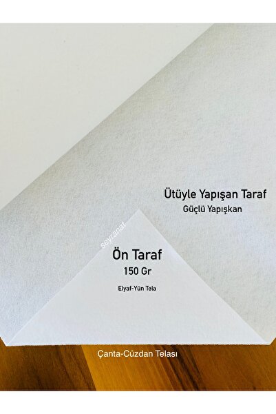 seyranat 1 Metre Beyaz Güçlü Yapışkanlı 150 Gr Eni 75 Cm Elyaf Yün Dolgu Telası, Çanta-Cüzdan Besleme Telası