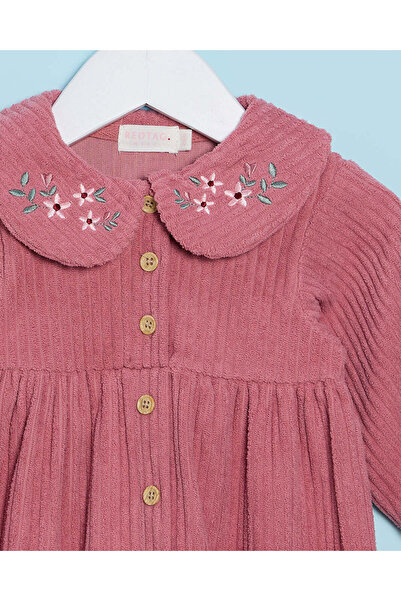 REDTAG Infant Girls Red Embroidered Dress