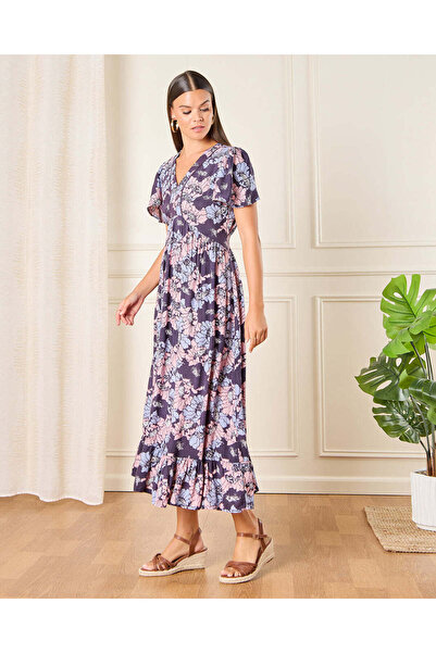 REDTAG Women Lilac A Line Flutter Sleeve Dress