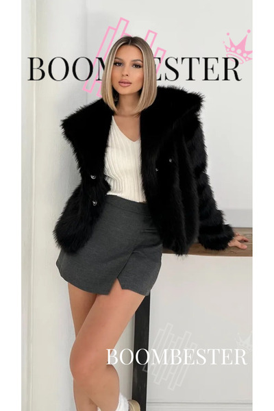 BoomBester Palton de blană premium pentru femei – Palton de iarnă cu buzunare...