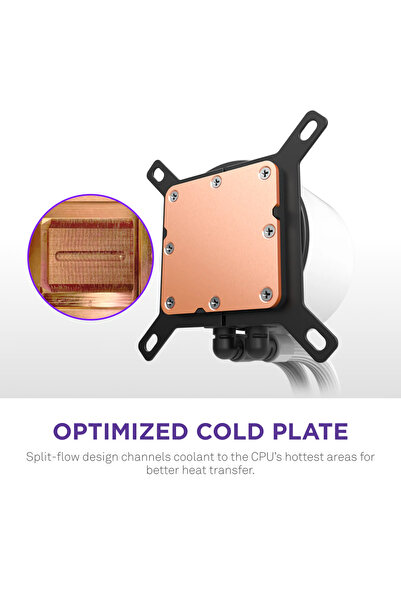 Nzxt مبرد وحدة المعالجة المركزية Kraken Plus مقاس 240 مم RGB مع شاشة LCD - أبيض