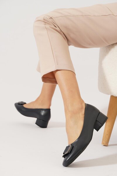 Moda Pie Teras toka Ruched Detail women's high heel shoes navy blue leather