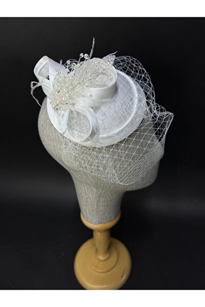 Hayalperest boncuk قبعة زفاف مزينة بشريط وتفاصيل كريستالية وإكسسوار للرأس