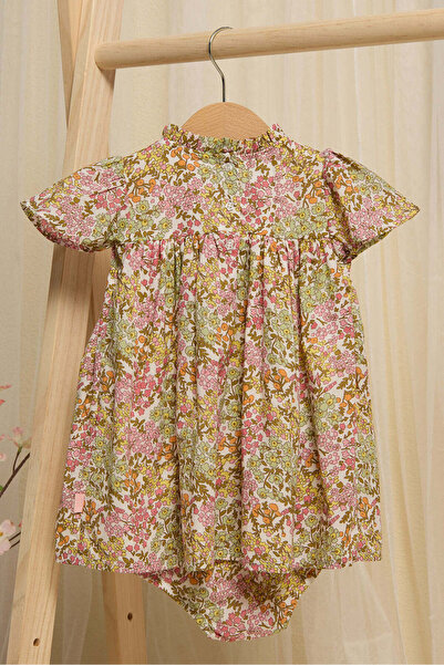 REDTAG Infant Girls White Dress With Bloomer