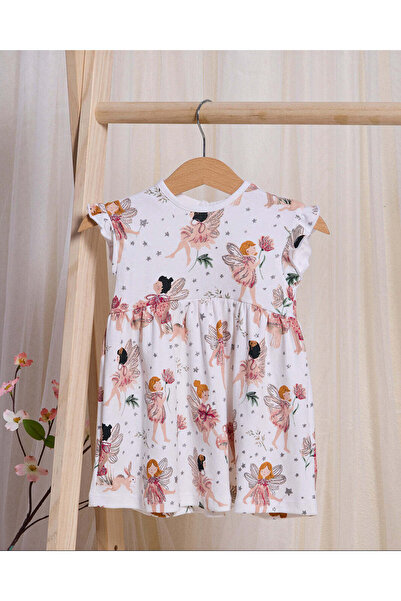 REDTAG Infant Girls White Printed Dress