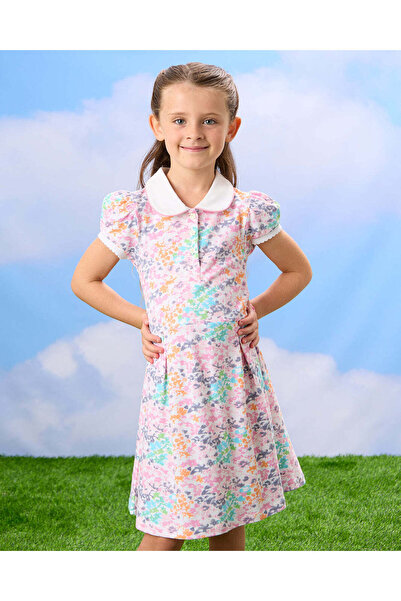 REDTAG فستان بيكيه أبيض بطبعة زهور للبنات