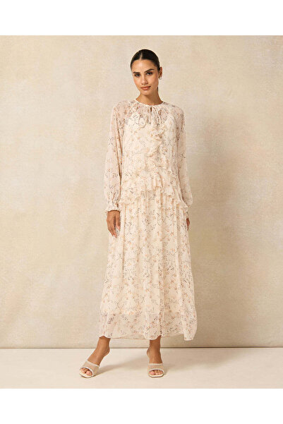 REDTAG Women Pink Printed Ruffle Boho Maxi Dress