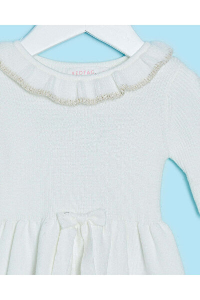 REDTAG Infant Girls Ivory Knitted Dress