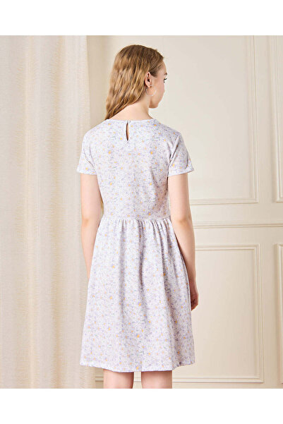 REDTAG Senior Girls White And Purple Floral Print Dress