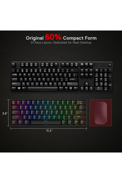REDRAGON K530 Draconic 60% Mechanical Gaming Keyboard - Wireless RGB - Black