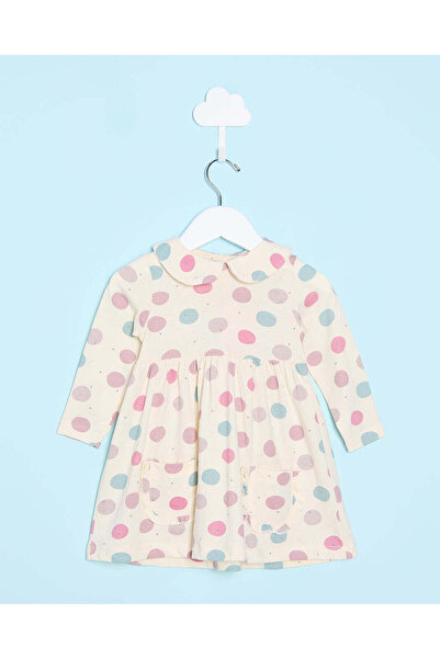 REDTAG Infant Girls White Polka Dots Print Dress