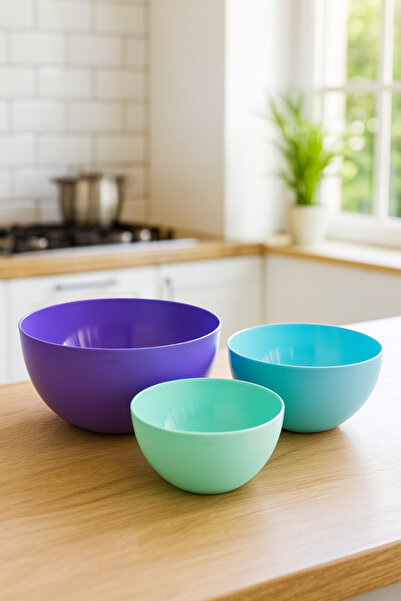 Melkan Home 3-Piece Mixing and Bowl Set - 1.2L + 2.5L + 4L |   Bpa Free Multi-Purpose Prep and Serving Bowls