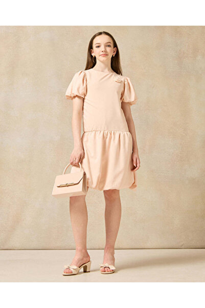 REDTAG Senior Girls Peach Embellished Dress