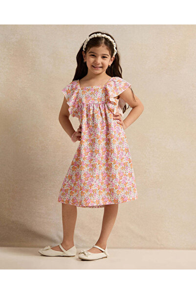 REDTAG Girls Orange Printed Dress