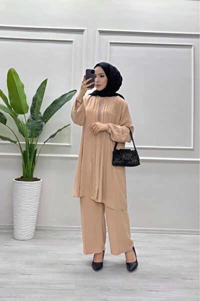 moda acar Stone-Detail Pants Suit