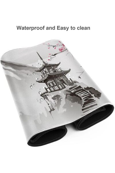 007 Extended Gaming Mouse Pad - Plum & Cherry Design, 80×30×3 mm, White/Black (A2)
