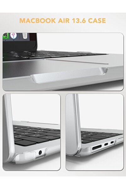 PHOCAR Transparent Hard Case, Sleeve & Foldable Stand with Mouse Pad for MacBook Air 13.6-inch