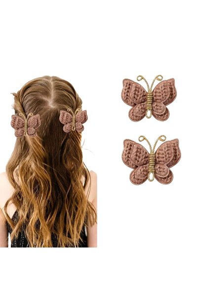 Genel Markalar Sevimli Kelebek El Örgü, Metal Klips Yaylı, Bir Çift Kız Çocuk...