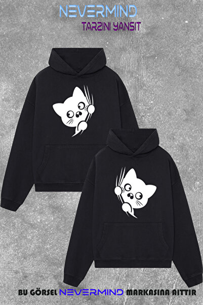 NEVERMIND Set combinat dublu Swea tricou – 3 fire O supradimensionat K pisică...