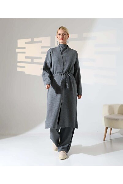 REDMİNA fashion طقم تريكو ثلاثي أنيق بحزام