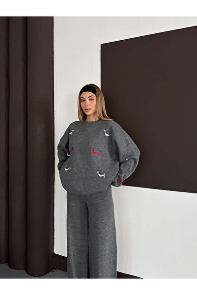 REDMİNA fashion Cute Dog Embroidered Knitwear Set