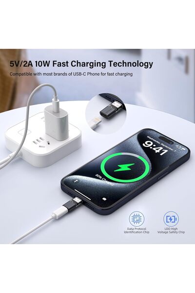 AZONEE Lightning-to-USB-C Adapter (4-pack) — Fast Charge & Data Transfer for iPhone 15/16, iPad, G