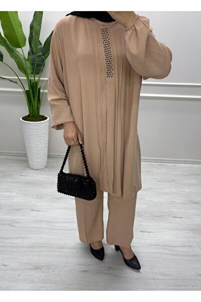 moda acar Stone-Detail Pants Suit