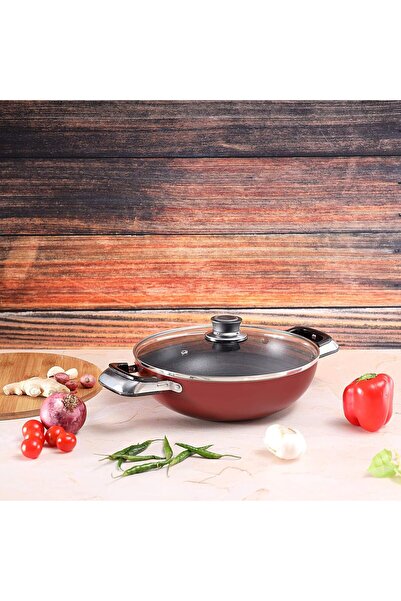 ROYALFORD wokpan with Lid 30cm,Red,Aluminum