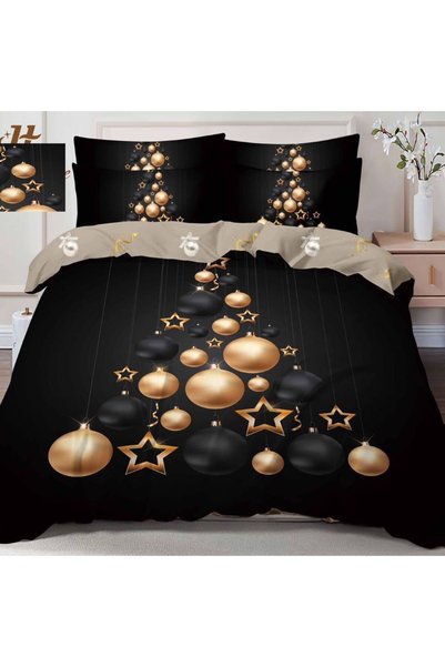 Casa de Vis Set de lenjerie de pat dublu, 6 piese, satin de bumbac, 220 x 230...