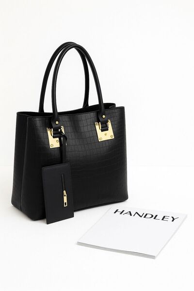 Handley Geantă de mână și de umăr pentru femei cu model crocodil de lux