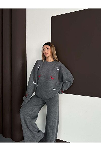 REDMİNA fashion Cute Dog Embroidered Knitwear Set