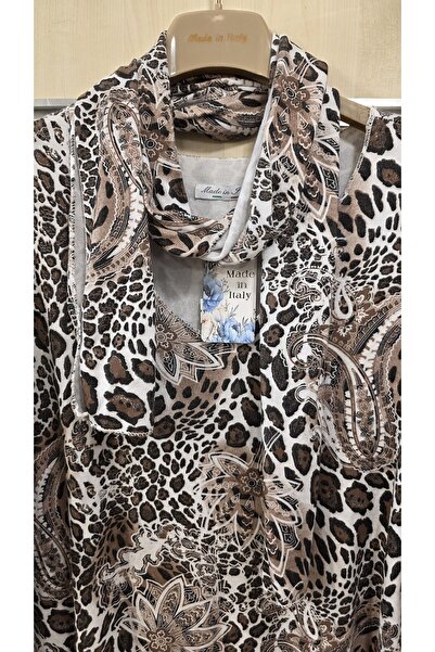 Park Moda Bluză cu șal leopard