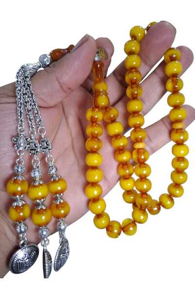 Cekke Tesbih Original Squeeze Amber 10*11 mm 45 Habbe Signed Daily Use Prayer Beads
