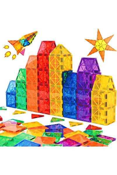 GEMMICC 55 قطعة من البلاط المغناطيسي، مجموعة بداية من 55 قطعة (مكعبات بناء مغناطيسية، لعبة تعليمية STEM)