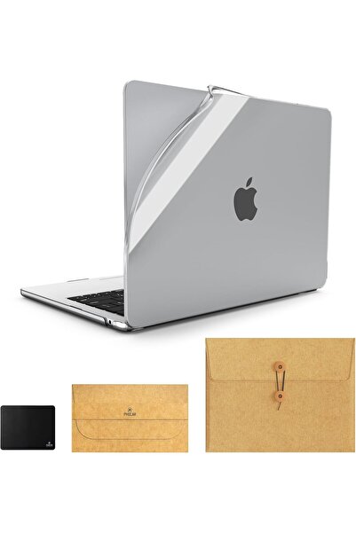 PHOCAR Transparent Hard Case, Sleeve & Foldable Stand with Mouse Pad for MacBook Air 13.6-inch