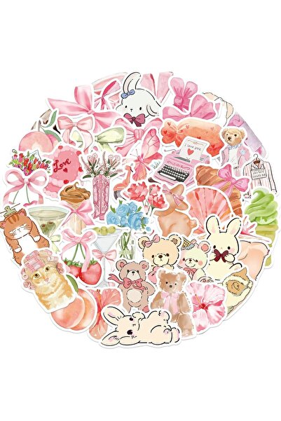 KASTWAVE مجموعة من 50 ملصقًا من البولي فينيل كلوريد بتصميم عقدة فيونكة - حيوا...