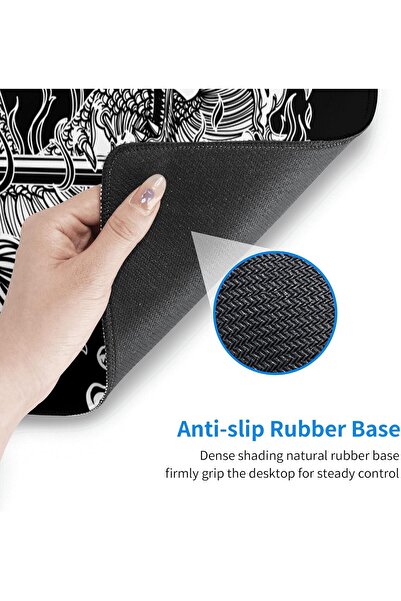 KASTWAVE Large XL Gaming Mouse Pad (31.5x11.8 in) Black Japanese Dragon Design, Non-Slip Stitched Edge