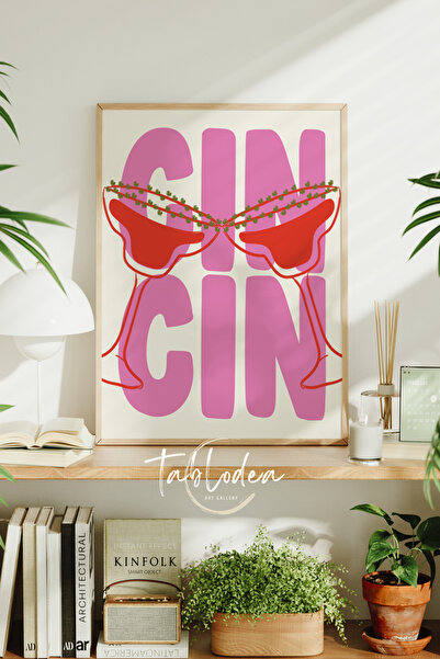 tablodea Poster înrămat cu model de pahare, decor minimalist pentru bar de co...