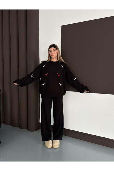 REDMİNA fashion Cute Dog Embroidered Knitwear Set