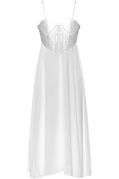 Margoun Women's Satin Nightdress Lace Long Sling Pyjamas Summer Robe Dress White - MG2003
