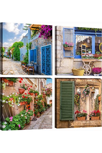 Today Idea لوحة فنية جدارية من القماش لمدن إيطاليا، 4 قطع، مقاس 12×12 بوصة لكل لوحة، جاهزة للتعليق