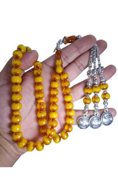 Cekke Tesbih Original Squeeze Amber 10*11 mm 45 Habbe Signed Daily Use Prayer Beads