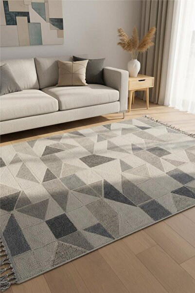 outlet halı deposu istanbul halı deposu Gri Örgü Desen Kesme Pera Bukle Halı